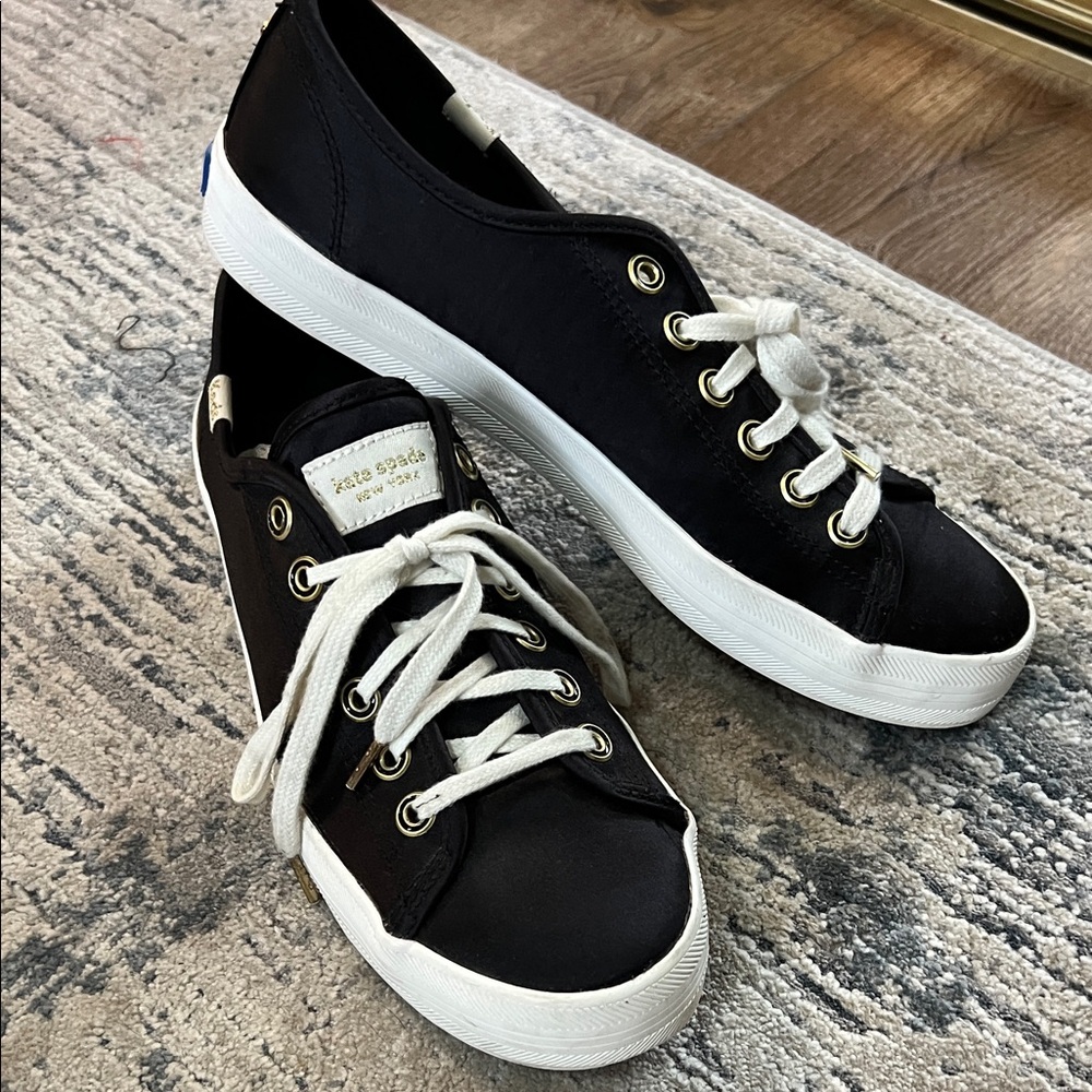 Kate Spade New York KEDS Kickstart Black Satin sneaker size 8.5